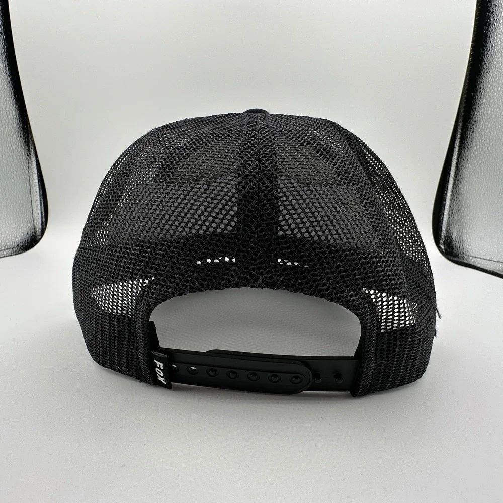 Fox Racing Racewear Mesh Trucker Snapback Hat Grey Black Adjustable Mesh Cap NEW
